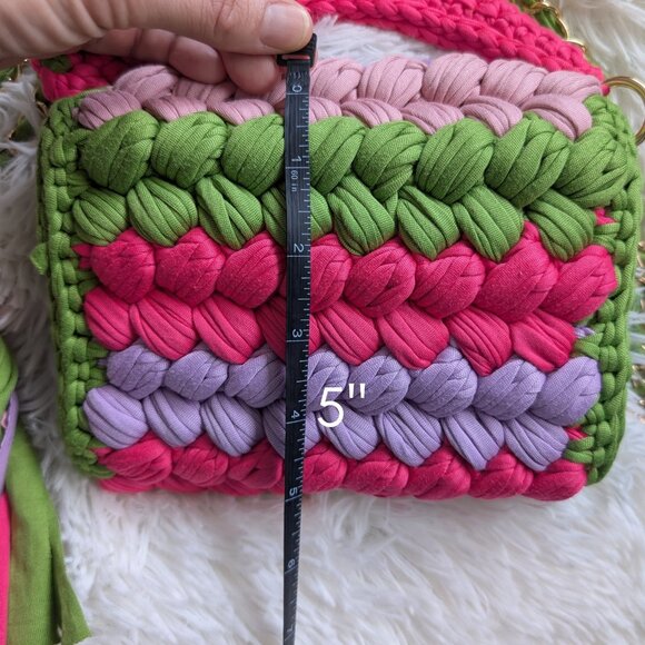 NEW Chunky Knit Crochet Crossbody Bag – Colorful, Unique & Handmade Look! - Picture 13 of 14